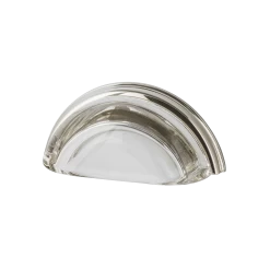 Cup Pull Crystal Clear 3" On Center In Polished Nickel