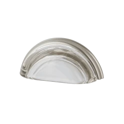 Cup Pull Crystal Clear 3" On Center In Satin Nickel