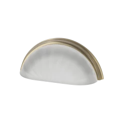 Cup Pull Crystal Frosted Fluted 3" On Center In Antique Brass