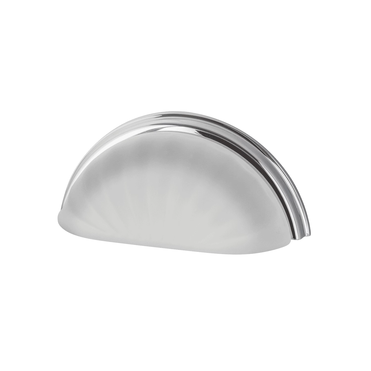 Cup Pull Crystal Frosted Fluted 3" On Center In Bright Chrome 3 Cup Pull Crystal Frosted Fluted 3" On Center In Bright Chrome