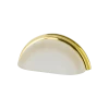Cup Pull Crystal Frosted Fluted 3" On Center In Polished Brass