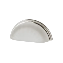 Cup Pull Crystal Frosted Fluted 3" On Center In Polished Nickel