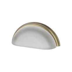Cup Pull Crystal Frosted 3" On Center In Antique Brass
