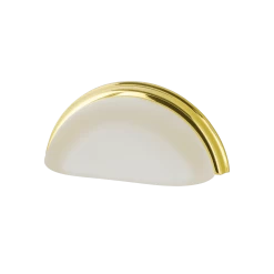 Cup Pull Crystal Frosted 3" On Center In Polished Brass