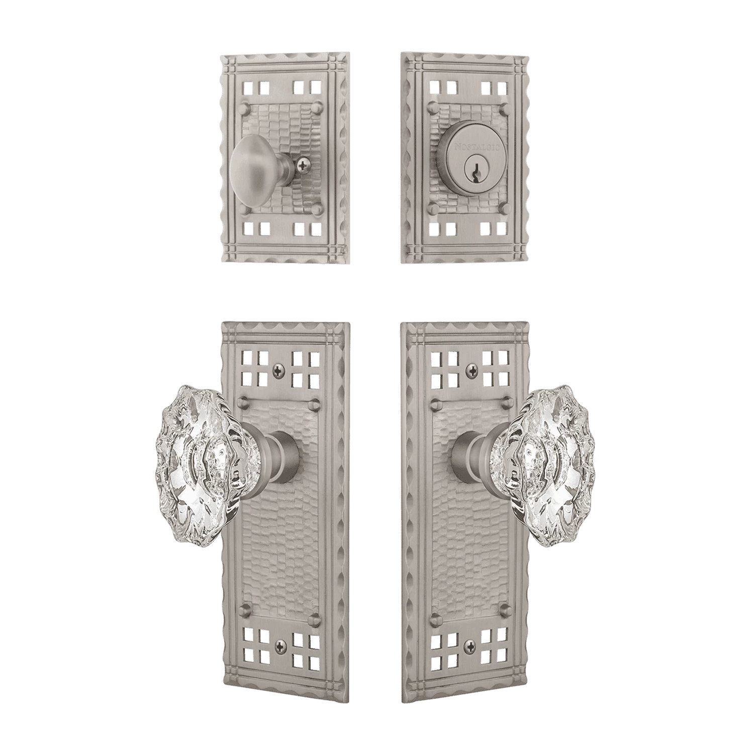 Craftsman Entry Set With Chateau Crystal Knob In Satin Nickel 3 Craftsman Entry Set With Chateau Crystal Knob In Satin Nickel