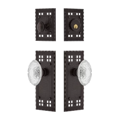 Craftsman Entry Set With Crystal Victorian Knob In Timeless Bronze