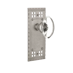 Craftsman Long Plate With Oval Clear Crystal Knob In Satin Nickel