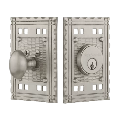 Craftsman Plate Single Cylinder Deadbolt In Satin Nickel