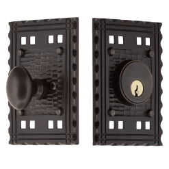 Craftsman Plate Single Cylinder Deadbolt In Timeless Bronze