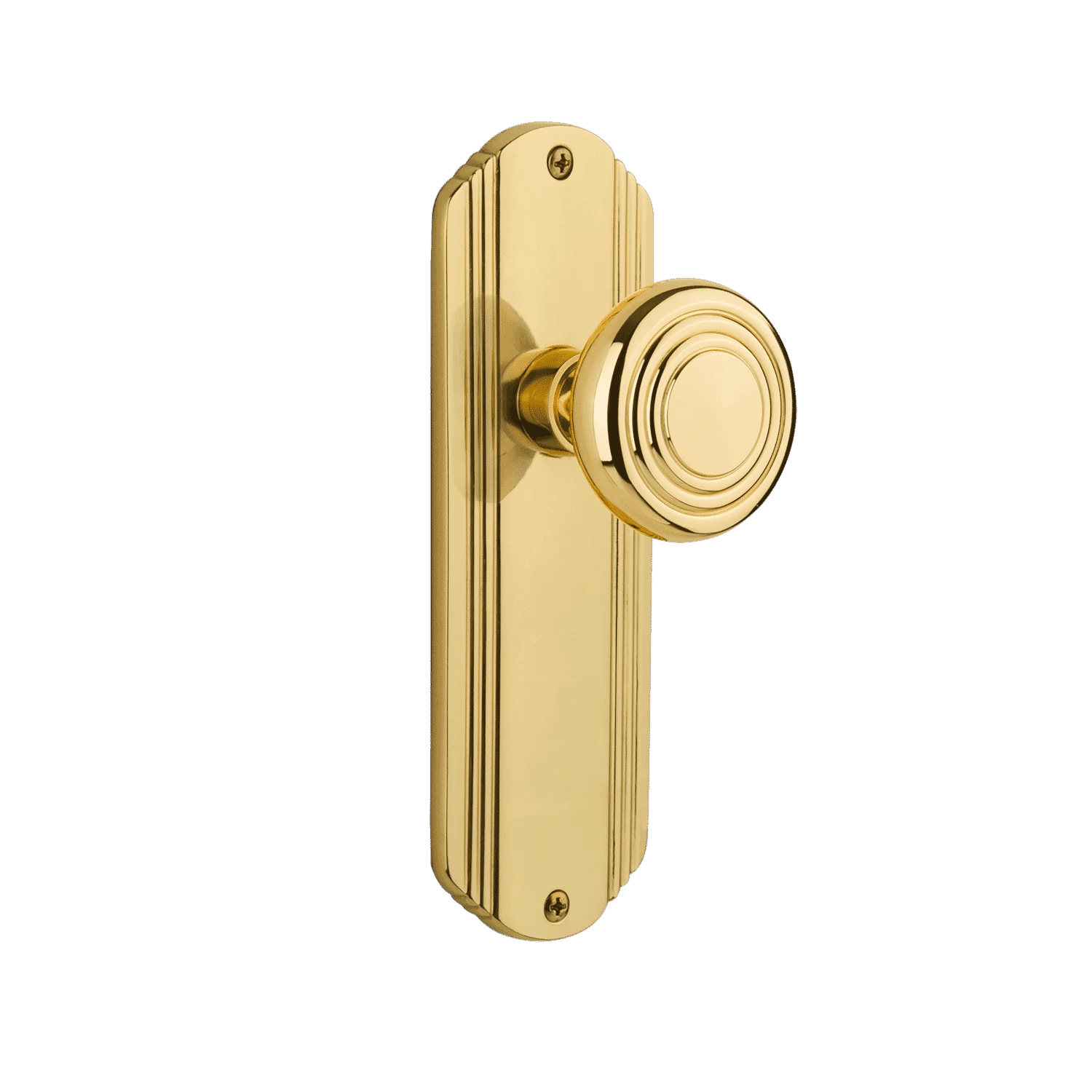 Deco Long Plate With Deco Knob In Polished Brass 3 Deco Long Plate With Deco Knob In Polished Brass