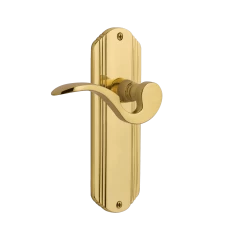 Deco Long Plate With Manor Lever In Unlacquered Brass