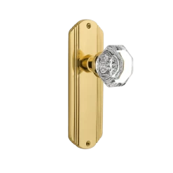 Deco Long Plate With Waldorf Knob In Unlacquered Brass