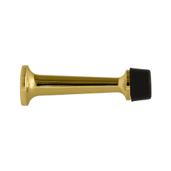 Rubber Tipped Door Stop In Polished Brass