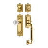 Egg & Dart Handleset With C-Grip And Egg & Dart Long Plate With Crystal Egg & Dart Knob In Polished Brass -Nostalgic Warehouse Shop EADCGRCED PB