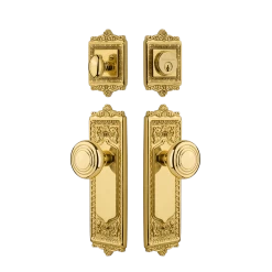 Egg & Dart Entry Set With Deco Knob In Polished Brass