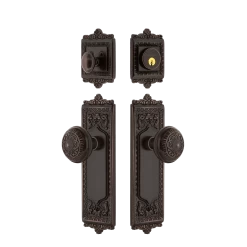 Egg & Dart Entry Set With Egg & Dart Knob In Timeless Bronze