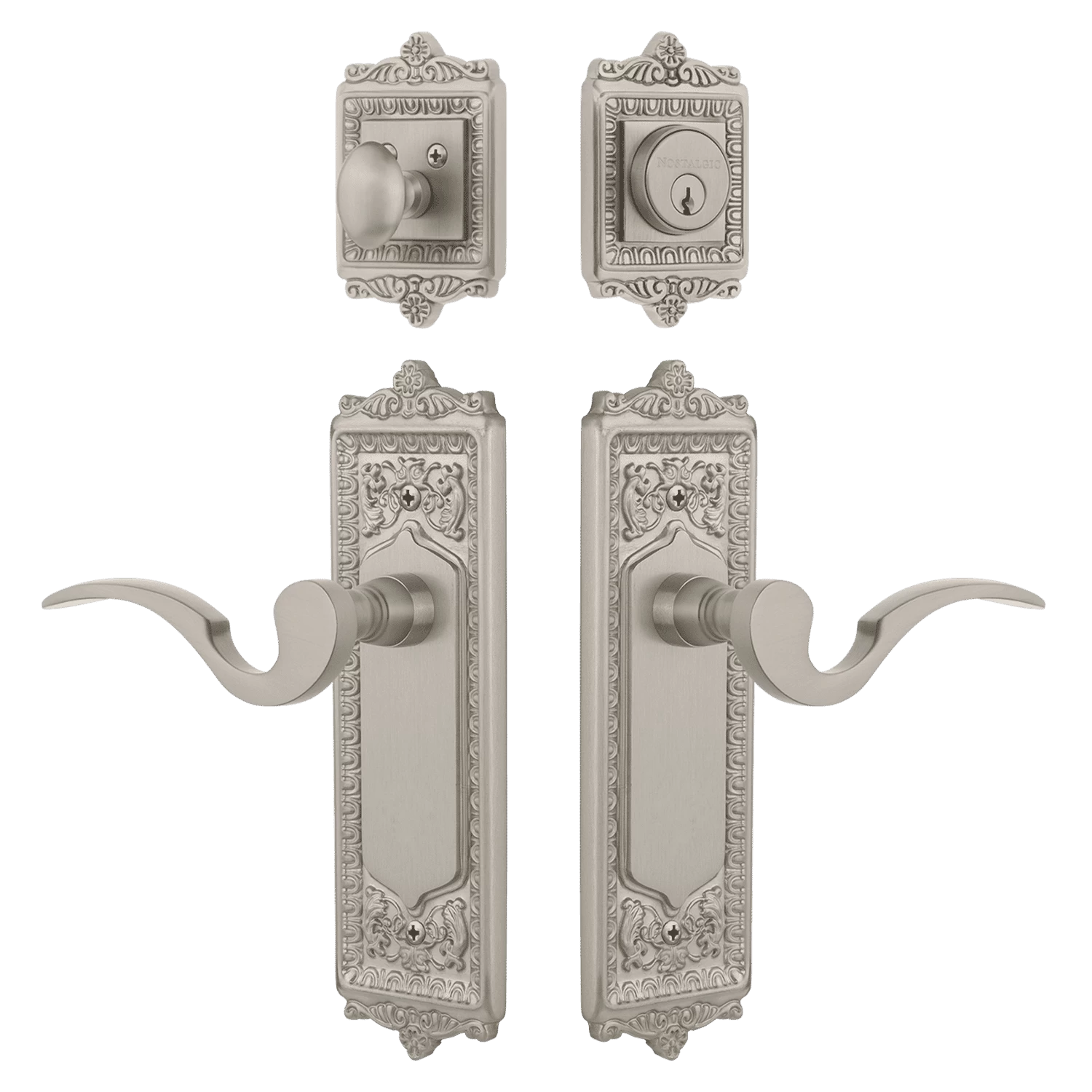 Egg & Dart Entry Set With Manor Lever In Satin Nickel 3 Egg & Dart Entry Set With Manor Lever In Satin Nickel
