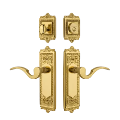 Egg & Dart Entry Set With Manor Lever In Unlacquered Brass