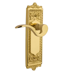 Egg & Dart Long Plate With Manor Lever In Unlacquered Brass