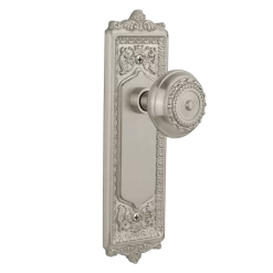 Egg & Dart Long Plate With Meadows Knob In Satin Nickel