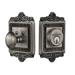 Egg & Dart Plate Single Cylinder Deadbolt In Antique Pewter