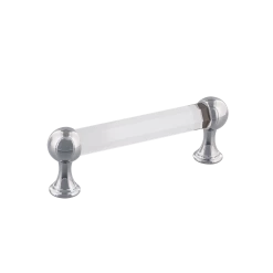 Crystal Handle Pull 3.75" On Center In Bright Chrome