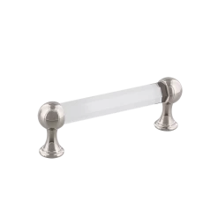 Crystal Handle Pull 3.75" On Center In Polished Nickel