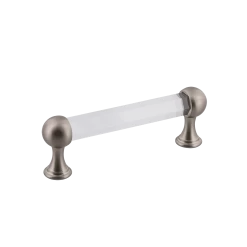 Crystal Handle Pull 3.75" On Center In Satin Nickel
