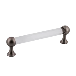 Crystal Handle Pull 5" On Center In Antique Pewter