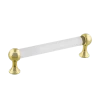 Crystal Handle Pull 5" On Center In Polished Brass