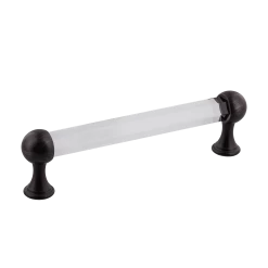 Crystal Handle Pull 5" On Center In Timeless Bronze