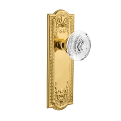Meadows Long Plate With Crystal Egg & Dart Knob In Polished Brass