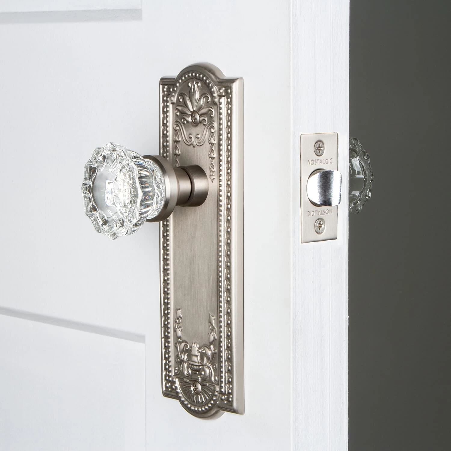 Meadows Long Plate With Crystal Knob In Satin Nickel 4 Meadows Long Plate With Crystal Knob In Satin Nickel - Image 2