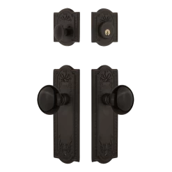 Meadows Entry Set With Black Porcelain Knob In Oil-Rubbed Bronze