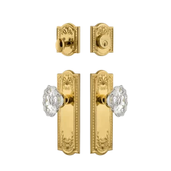 Meadows Entry Set With Chateau Crystal Knob In Unlacquered Brass