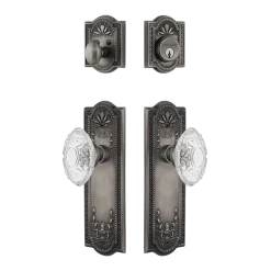 Meadows Entry Set With Crystal Victorian Knob In Antique Pewter