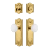Meadows Entry Set With White Porcelain Knob In Polished Brass