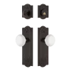 Meadows Entry Set With White Porcelain Knob In Timeless Bronze