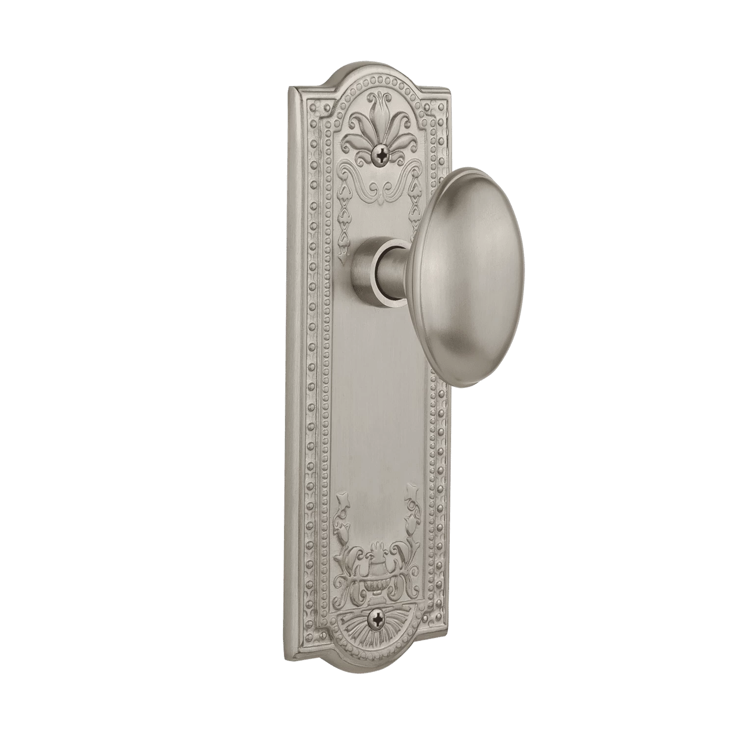 Meadows Long Plate With Homestead Knob In Satin Nickel 3 Meadows Long Plate With Homestead Knob In Satin Nickel