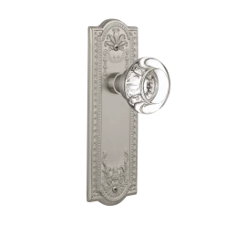 Meadows Long Plate With Round Clear Crystal Knob In Satin Nickel