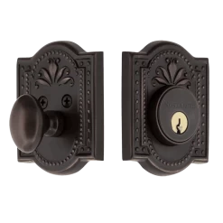 Meadows Plate Single Cylinder Deadbolt In Timeless Bronze