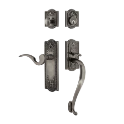 Meadows Handleset With S-Grip And Meadows Long Plate With Manor Lever In Antique Pewter