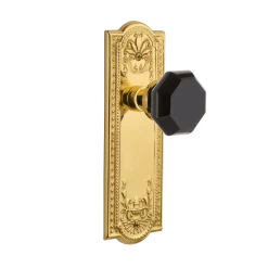Meadows Long Plate With Black Waldorf Knob In Unlacquered Brass