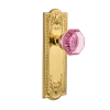 Meadows Long Plate With Pink Waldorf Knob In Unlacquered Brass