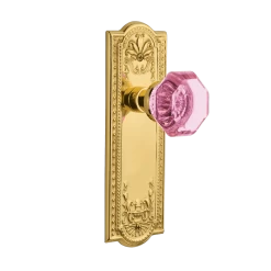 Meadows Long Plate With Pink Waldorf Knob In Unlacquered Brass