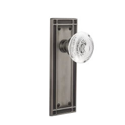 Mission Long Plate With Crystal Egg & Dart Knob In Antique Pewter