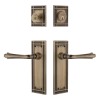 Mission Entry Set With Fleur Lever In Antique Brass -Nostalgic Warehouse Shop MISEXTFLR AB