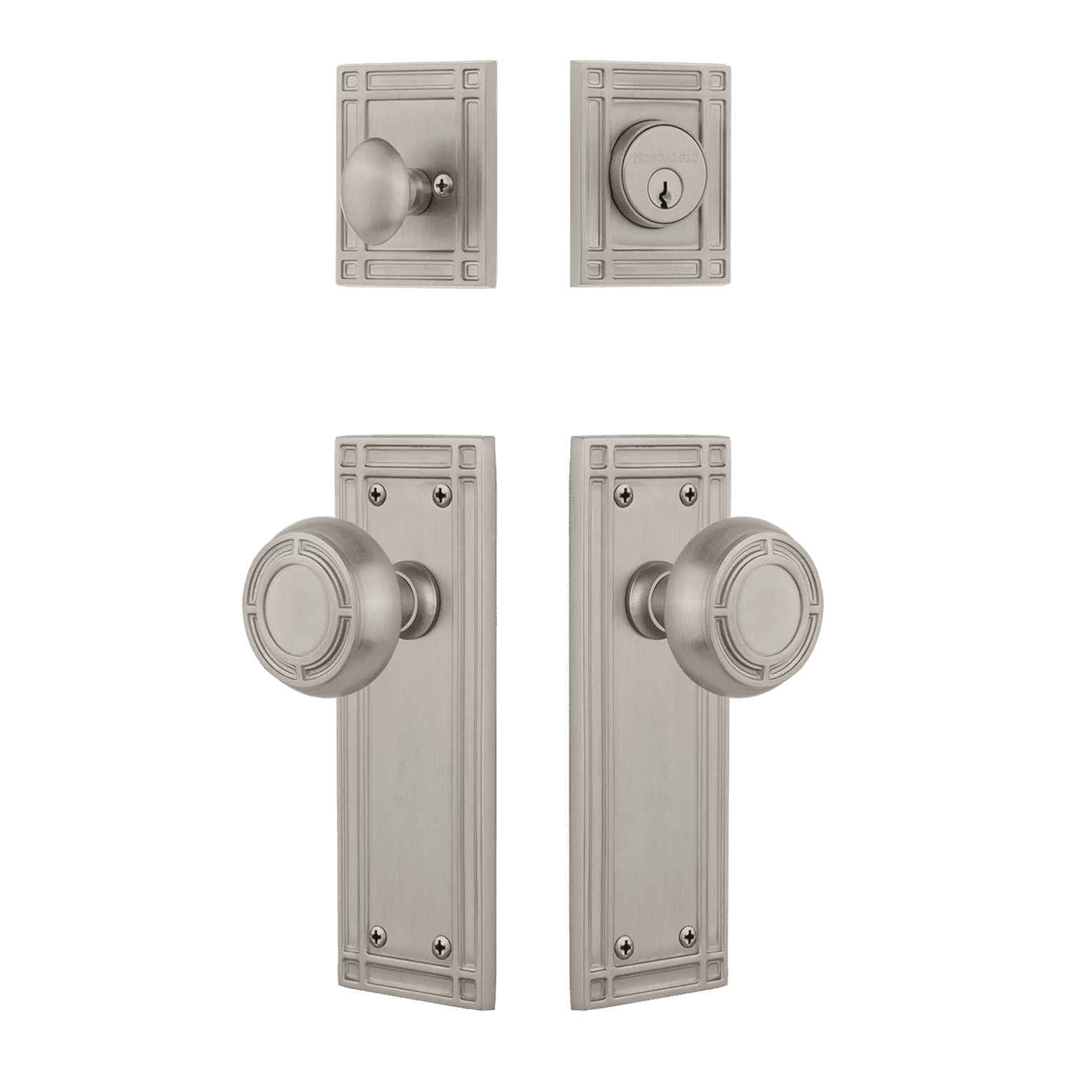 Mission Entry Set With Mission Knob In Satin Nickel 3 Mission Entry Set With Mission Knob In Satin Nickel