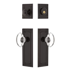 Mission Entry Set With Oval Clear Crystal Knob In Timeless Bronze
