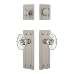 Mission Entry Set With Oval Fluted Crystal In Satin Nickel